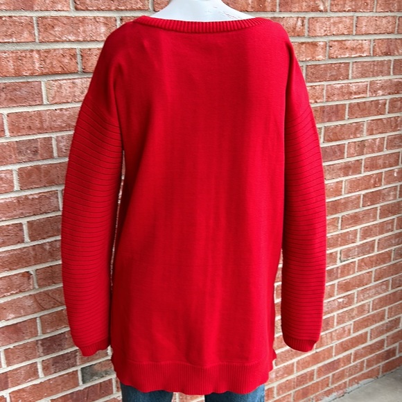 Michael Kors Red Blaze Cotton/Polyester Blend Knit Pullover Sweater - Picture 2 of 11